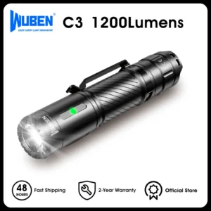 C3 Flashlight 1200 High Lumens Rechargeable 6 Modes IP68 Waterproof